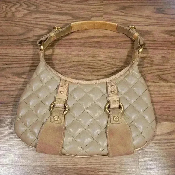 Tan Francesco Biasia Quilted Hobo Handbag - Picture 4 of 8